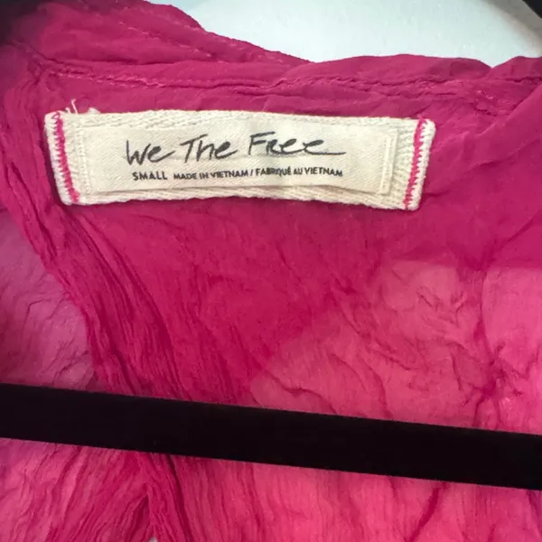 We The Free Open Front Button-Accent Sheer Top/Cover Up in Deep Magenta - Image 4