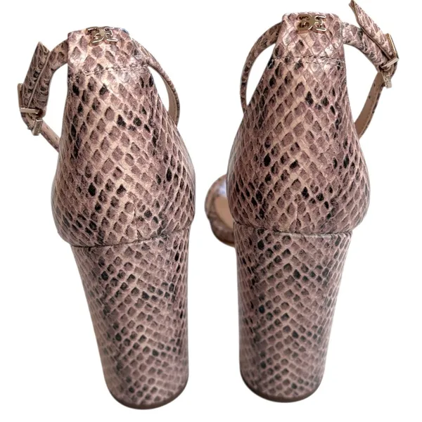 Like New Sam Edelman Leather Yaro Heeled Sandals Snakeskin Size 7.5 - Image 7