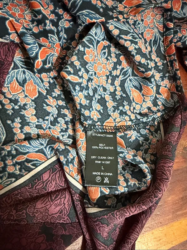 ASTR The Label Bohemian Peasant Tie Neck Smocked Cuffs Floral Blouse Prairie - Image 4