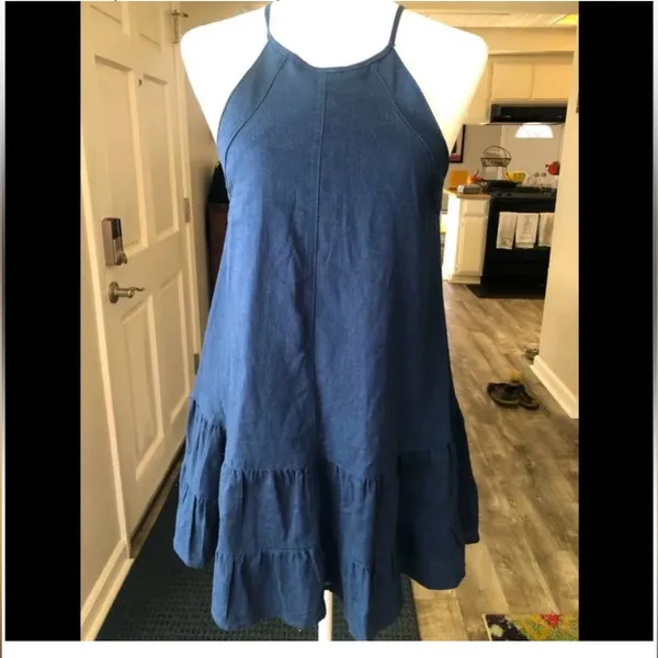 2 /$30 Hyfve Hyfve Hyfve denim linen dress mini size Large coastal - Image 2