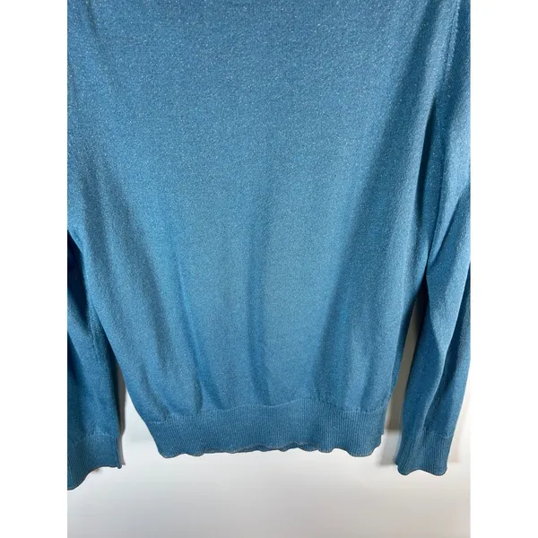 Brooks Brothers Womens Metallic Blue Cardigan and Shell Sweater Set 2 Piece Fair - Image 9