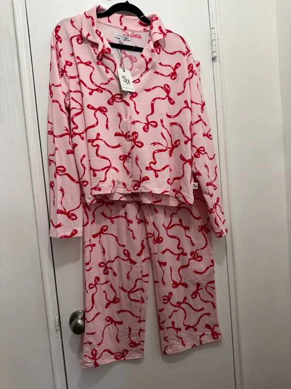 Sincerely Jules bow print cozy luxe pajama set size L - Image 3