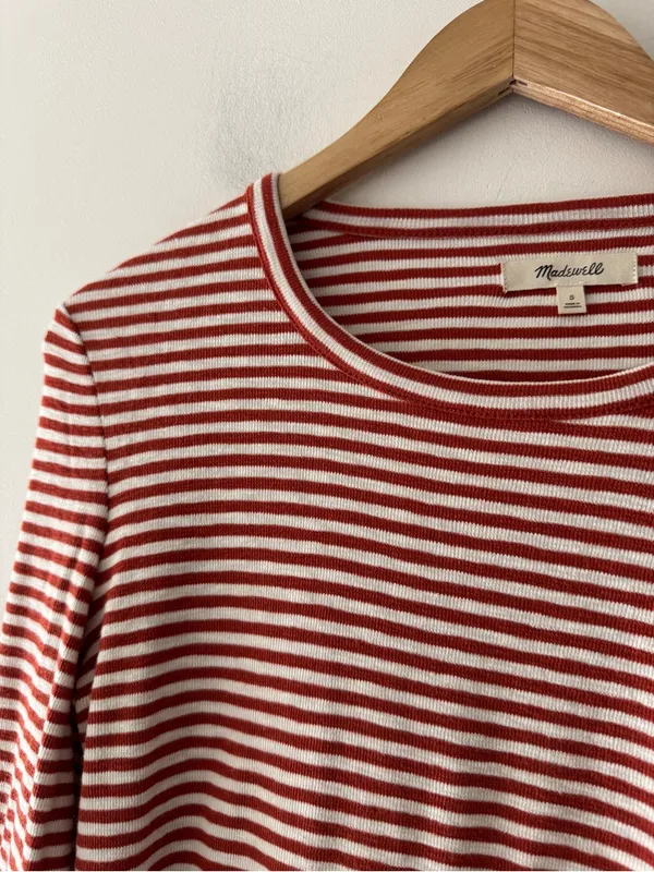 Madewell‎ Stripe Long Sleeve Knit Top Button Detail Sleeve - Image 2