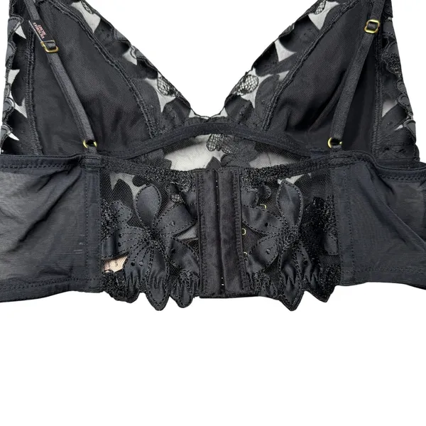 Victoria's Secret Unlined Floral Embroidered Longline Bralette Black Size M NWT - Image 7