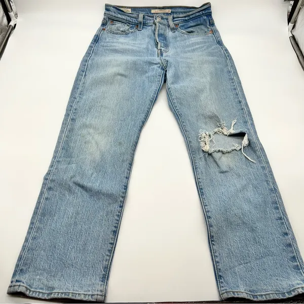 Levi's Blue Wedgie Straight Leg High Rise Jeans Timeless Design-Size 26 - Image 7