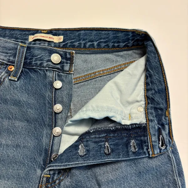 Levi's Ribcage Straight Ankle Jeans Women 27 Blue Distressed High Rise 0318 - Image 7
