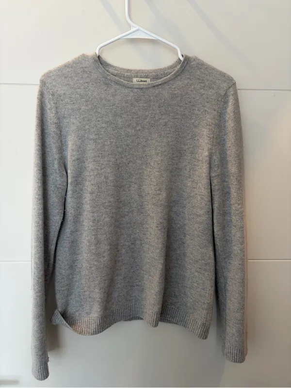 L.L. Bean Women’s Light Gray Cashmere Crewneck Sweater - Image 2