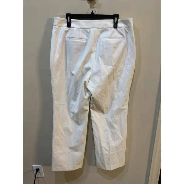 Talbots White Wide Leg Pants Crested Buttons Size 16P Coin Pockets‎ Nautical - Image 3