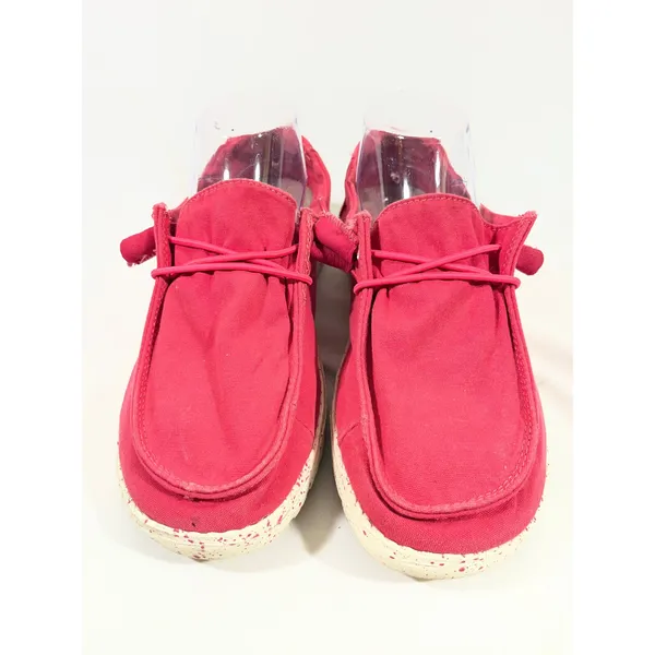 Hey Dude Wendy Canvas Slip On Loafer Shoes Women Coral Pink 7 Beach Costal Comfy - Image 2