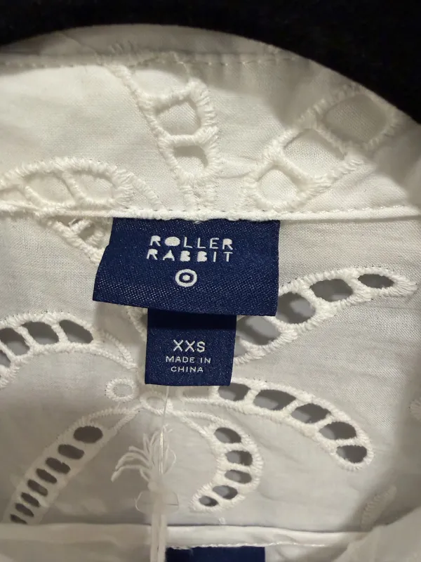 Roller Rabbit X Target Long Sleeve Eyelet Embroidered Collared Mini Shirtdress White - Image 8