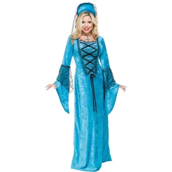Charades Renaissance Queen Costume Blue Velvet Gown and Headpiece NEW IN PACKAGE - Image 15