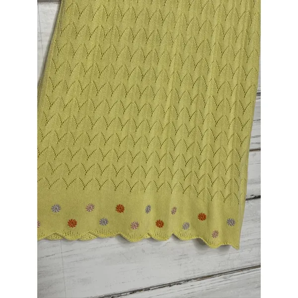 Free People Knit Mini Slip Dress Small Yellow Floral - Image 3