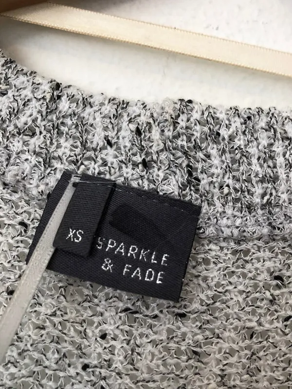 SPARKLE FADE URBAN OUTFITTERS White Black Open Marled Knit Cardigan Sweater XS - Image 7