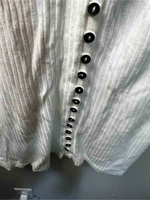 Reformation Ryder Ribbed Cream Mother of Pearl Button Front Mini Dress - Image 5