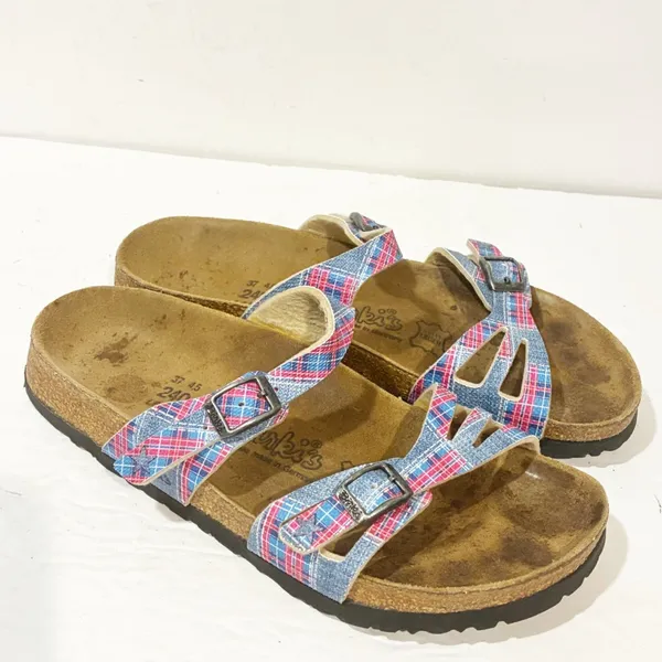Birkenstock Birkis Size 6 Pink Plaid Double‎ Strap Buckle Sandal - Image 3
