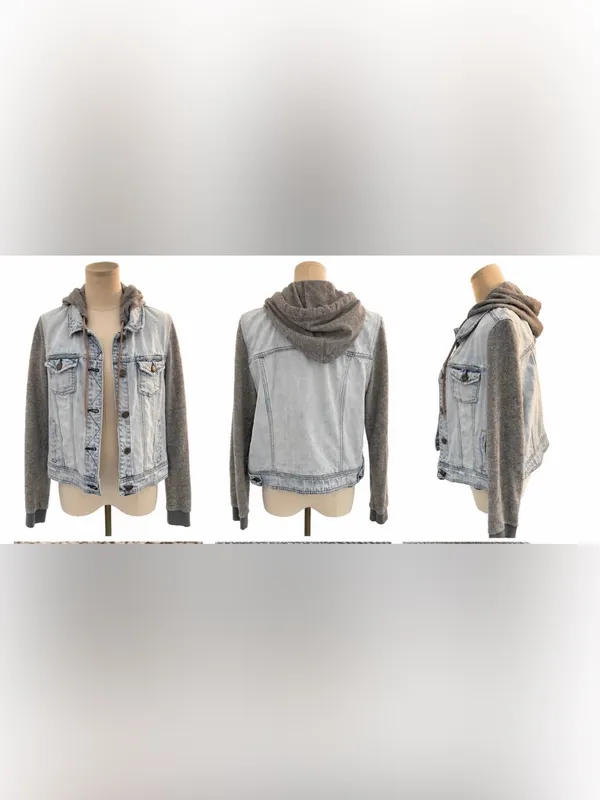American Eagle Denim & Knit Hooded Jacket – Large fits like small / medium - Image 5