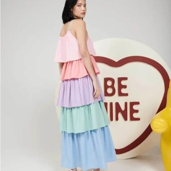 NWT Olivia Rubin Pastels Tiered‎ Sleeveless Maxi Dress Size 6 - Image 2