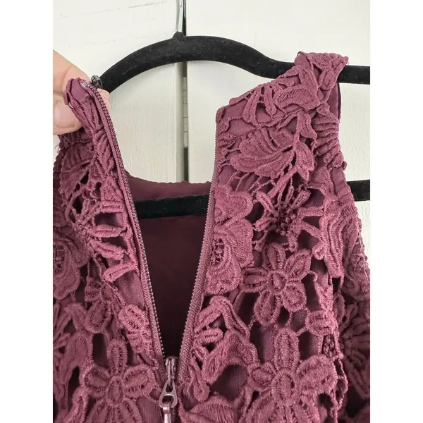 Lulus Love Poem Burgundy‎ Crochet Lace Halter Dress Mini Romancore NWT Small - Image 4
