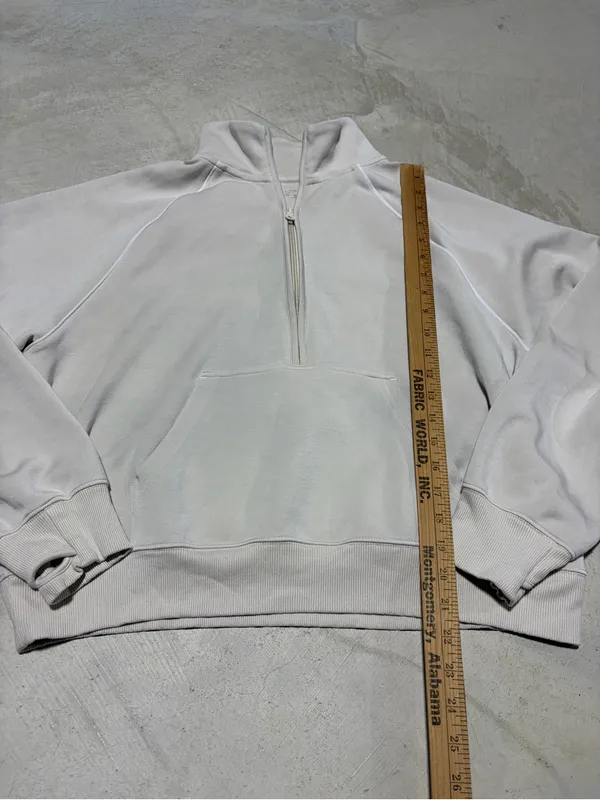 Aerie offline Half-Zip Pullover Sweatshirt in Light Beige/Cream xl - Image 6