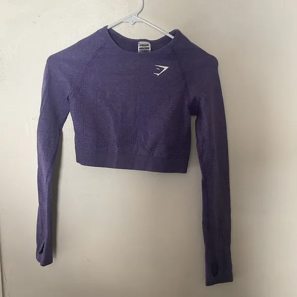 Gymshark Women’s Seamless Long Sleeve Crop Top Purple Size S Thumbholes Workout - Image 6