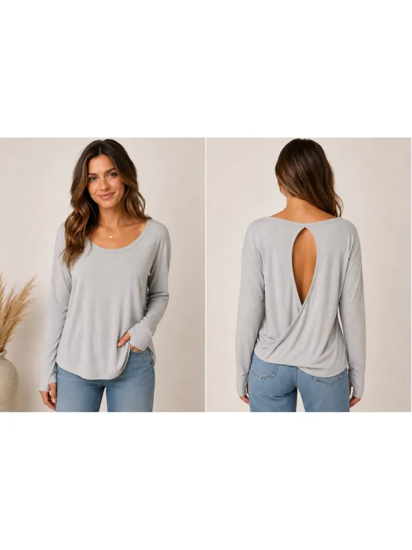 Old Navy Active Crisscross Open-Back Long-Sleeve Top Women's Size XL Grey - Image 2