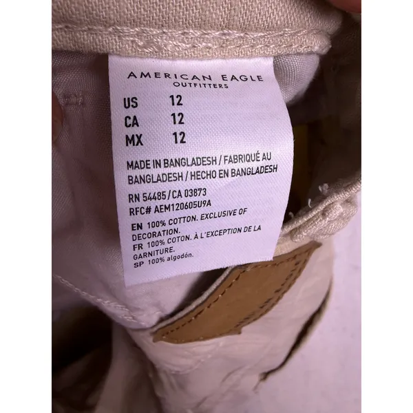 American Eagle Highest Rise Mom Short Women 12 Tan Distressed Raw Hem Casual - Image 5