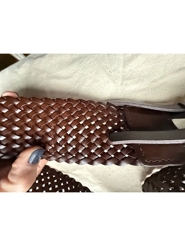 Talbots Brown Woven Leather Adjustable Belt Size Small - Image 8