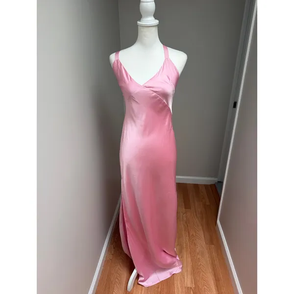 Show Me Your MuMu Anderson Maxi Dress Light Pink Luxe Satin Size Small - Image 5
