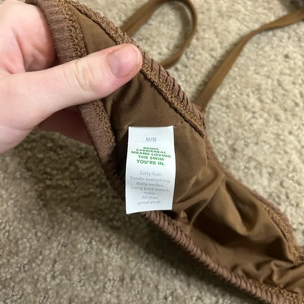 Aerie Women’s Medium Crinkle Halter Voop Bikini Top-Dark Brown - Image 6