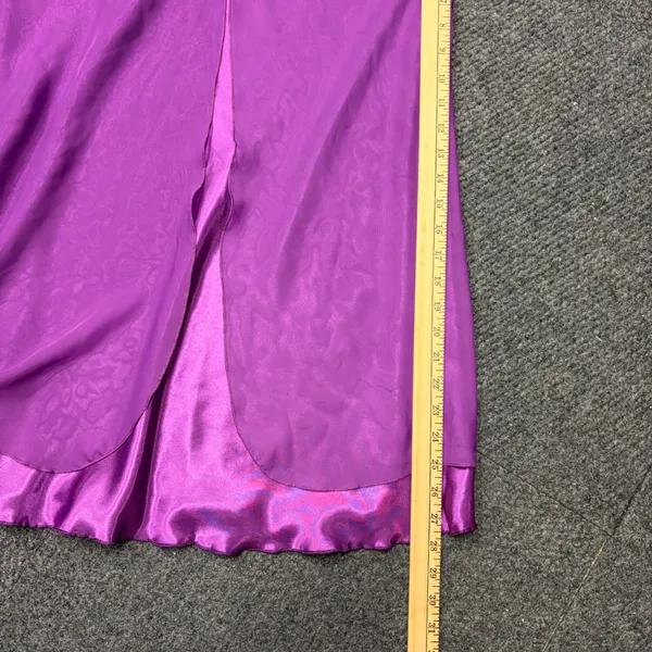 Purple Satin Mesh Lace Trim Chemise Nightgown Lingerie Slip Dress Purple - Image 7