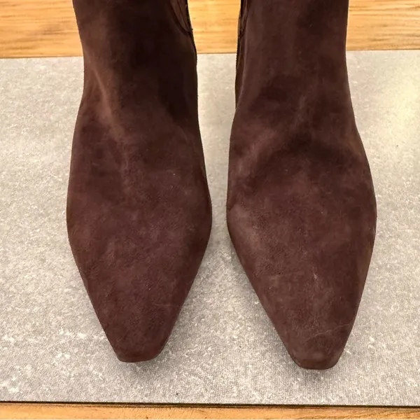 Naturalizer Deesha Chocolate Brown Suede Wide Calf Boots Size 7.5W-XW - Image 4