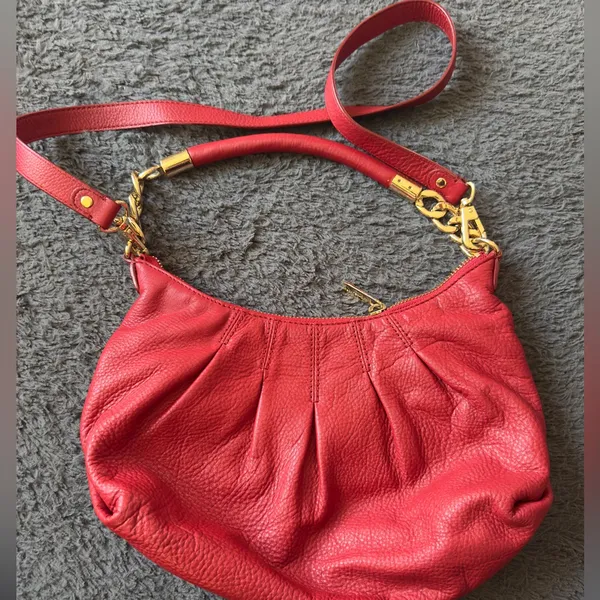 Michael Kors Red Leather Mini Hobo Style Shoulder Bag - Image 5