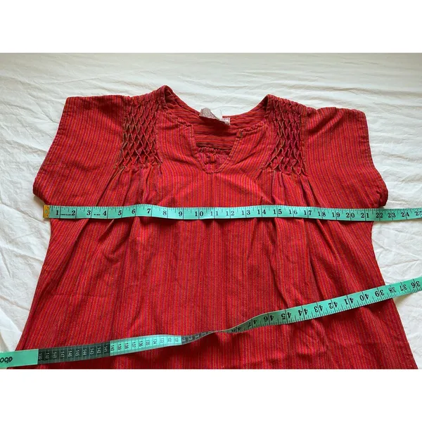 Vintage Nahuit Woven Maxi Dress Small Red/Orange - Image 5