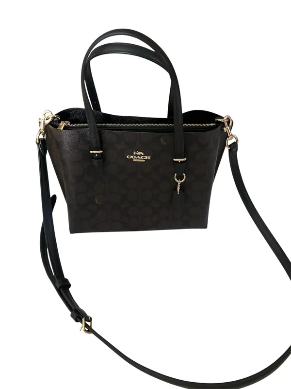 Coach Mollie Tote 25 in Signature Canvas Walnut Black CV965 Crossbody - Image 2