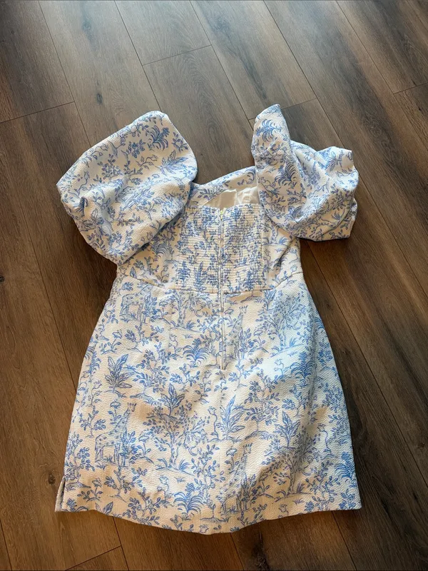 Lilly Pulitzer Justina Floral Puff Sleeve Romper Dress- size 14 - Image 8