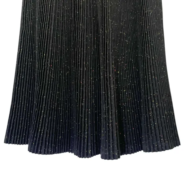 Vintage 60s Campus Casuals Wool Pleated Midi Skirt Black Confetti Fleck Size XS - Image 5