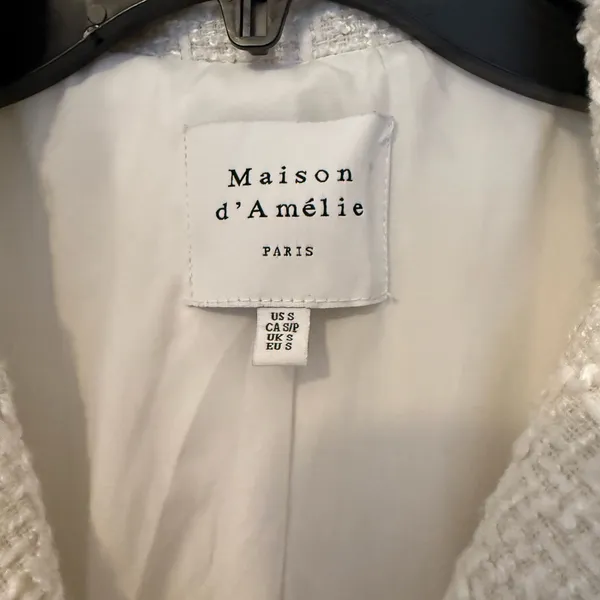 White Textured Suit Jacket - Image 3