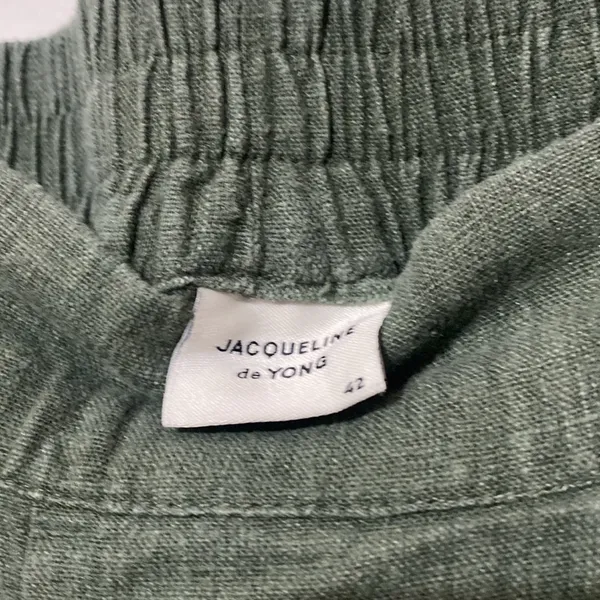 Jacqueline‎ de Yong Olive Linen Pants 42 coastal breathable pull on lagenlook - Image 3