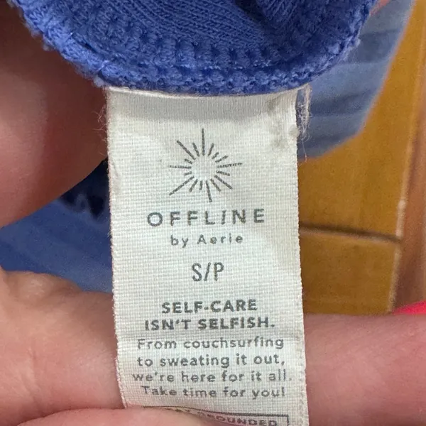 1468 | OFFLINE by Aerie OG Original Ribbed Lettuce Edge Crop‎ Top Blue Womens S - Image 5