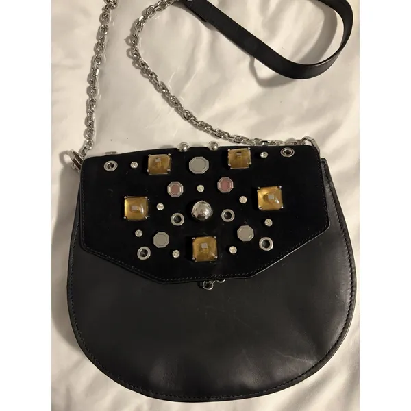 Louise et Cie Crossbody Bag Women Small‎ Black Leather Suede Embellished Studded - Image 3