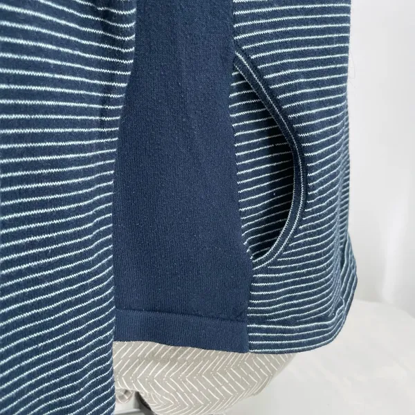 Duluth Trading S'no Sweat Hooded Sweater Navy Blue White Stripes Hoodie Size M - Image 5