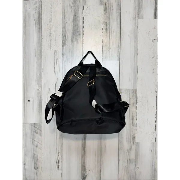 Black Nylon Mini Backpack Quilted Gold Studded Small Travel Bookbag Gold Hardwar - Image 6