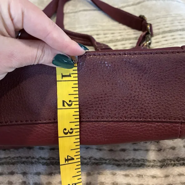 The Sak Wine Pebbled Leather Crossbody With Top Handles Purse Butter Soft EUC - Image 7