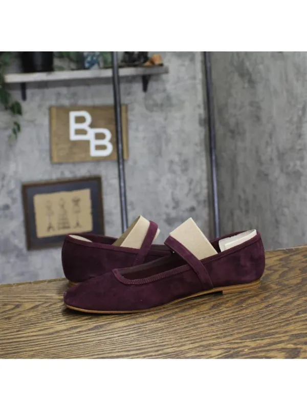 NWT Marc Fisher Dress Flats with Square Toe and Ankle Strap Red Suede Purple 8M - Image 13