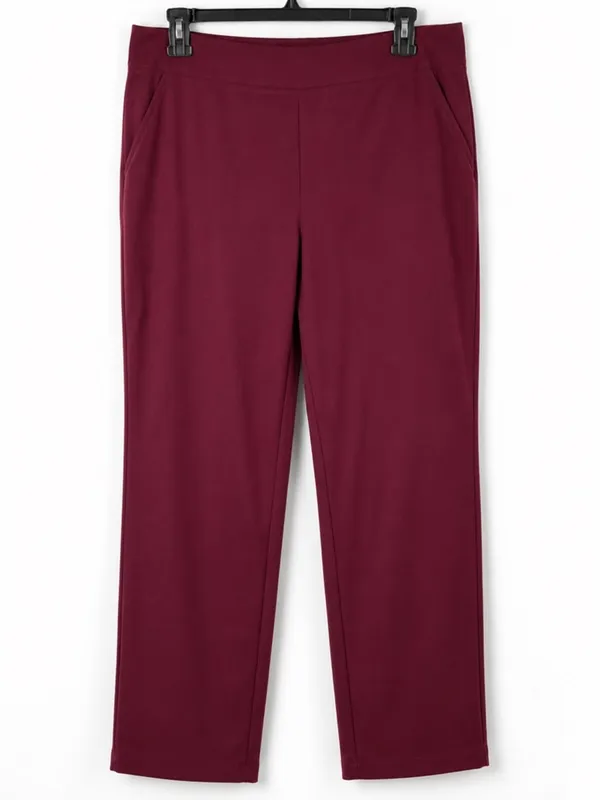 Chico's So Slimming Women's Size 2 Pants Burgundy Wine Pull On Stretch - Image 2