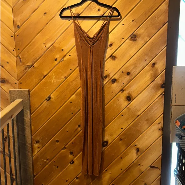 She Is Us Brown Bronze Shimmer Slinky Slip Dress Size 4 US - Image 6