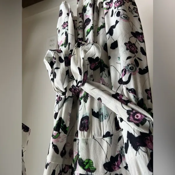 Anthropologie Elevenses Floret Romper White Purple 3/4 Sleeve Size S - Image 7