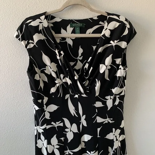 Lauren Ralph Lauren Womens Size 8 Multicolor Floral Print Surplice Sheath Dress - Image 2