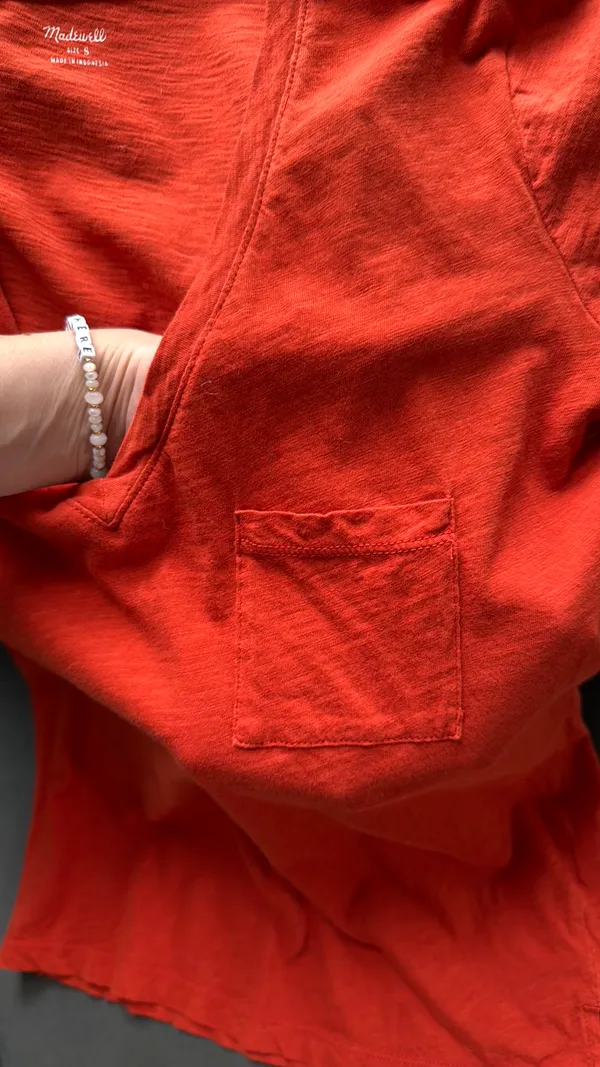 Madewell Orange V-Neck Tee - Image 3