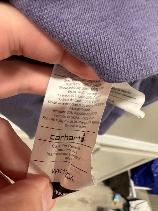Carhartt Sherpa Fleece Lined Hood Sweatshirt Purple - Image 3